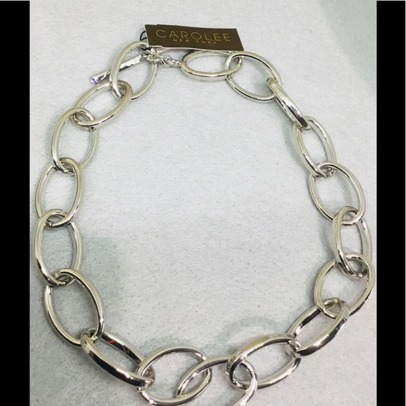 Carolee Silver Tone Chunky Heavy Toggle Necklace - Picture 2 of 4